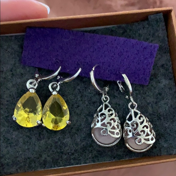 Jewelry - Dangly Earrings 2 pairs Yellow & Purple